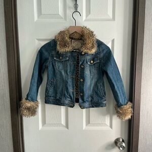 Denim Jacket with Faux Fur Trim